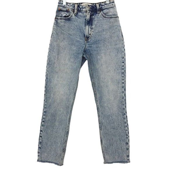 Abercrombie & Fitch Denim - Abercrombie & Fitch Curve Love The Mom High Rise Jeans Acid Wash 24/00 S